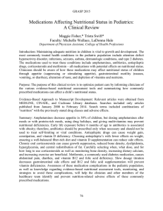 Medications Affecting Nutritional Status in Pediatrics: A Clinical Review