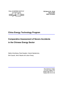 China Energy Technology Program Comparative Assessment of Severe Accidents