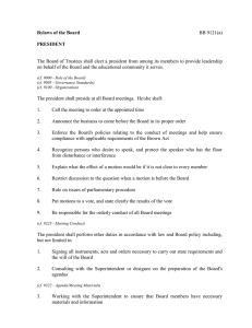 Bylaws of the Board PRESIDENT BB 9121(a)