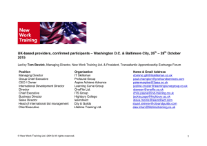 UK-based providers, confirmed participants – Washington D.C. &amp; Baltimore City,... – 28 October 2015