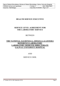 Dept of Medical Microbiology, Division of Clinical Microbiology, Galway University... NSSLRL Service Level Agreement