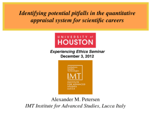 Identifying potential pitfalls in the quantitative appraisal system for scientific careers