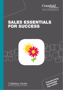 SALES ESSENTIALS FOR SUCCESS Bettany Centre ming