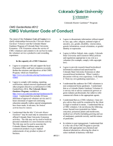 CMG Volunteer Code of Conduct  CMG GardenNotes #012