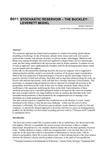 B011 STOCHASTIC RESERVOIR – THE BUCKLEY- LEVERETT MODEL