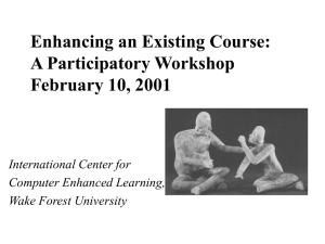 Enhancing an Existing Course: A Participatory Workshop February 10, 2001 International Center for
