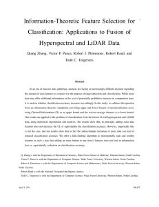 Information-Theoretic Feature Selection for Classification: Applications to Fusion of