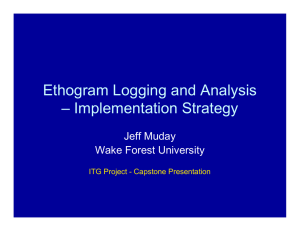 Ethogram Logging and Analysis – Implementation Strategy Jeff Muday Wake Forest University