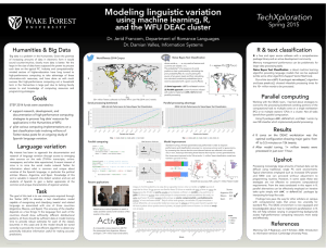 Modeling linguistic variation TechXploration Wake  Forest  University using machine learning, R,  