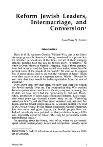 Reform  Jewish  Leaders, Intermarriage,  and Conversion* Jonathan D. Sarna