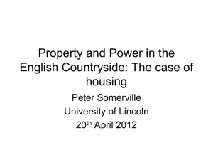 Property and Power in the English Countryside: The case of housing Peter Somerville