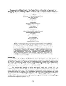 Computational Thinking for the Rest of Us: A Liberal Arts... Engaging Middle and High School Teachers with Computer Science Students