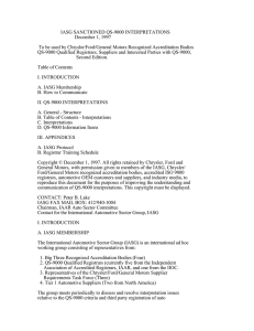 IASG SANCTIONED QS-9000 INTERPRETATIONS December 1, 1997