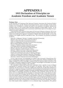 APPENDIX I 1915 Declaration of Principles on Academic Freedom and Academic Tenure