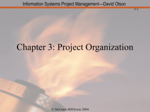 Chapter 3: Project Organization Information Systems Project Management—David Olson 3-1 © McGraw-Hill/Irwin 2004