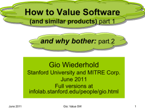 How to Value Software Gio Wiederhold and why bother: (and similar products)
