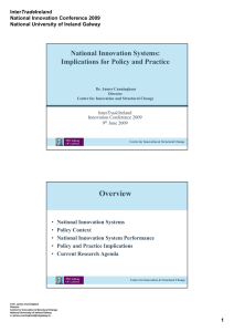 Overview National Innovation Systems: Implications for Policy and Practice