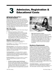 3 Admission, Registration &amp; Educational Costs Admissions: Becoming a