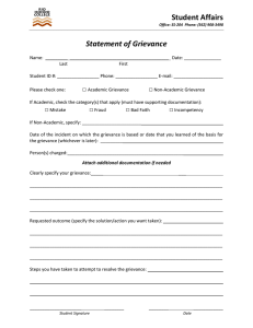             Student Affairs   Statement of Grievance  