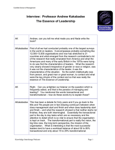 Interview:  Professor Andrew Kakabadse The Essence of Leadership
