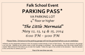 PARKING PASS  Falk School Event “The Little Mermaid”
