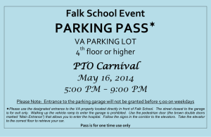 PARKING PASS  Falk School Event PTO Carnival