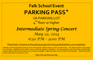 PARKING PASS  Falk School Event Intermediate Spring Concert