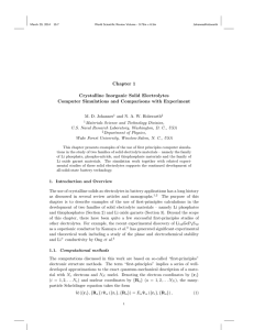 Chapter 1 Crystalline Inorganic Solid Electrolytes Computer Simulations and Comparisons with Experiment