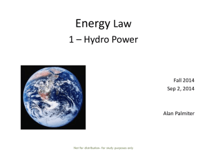 Energy Law 1 – Hydro Power Fall 2014