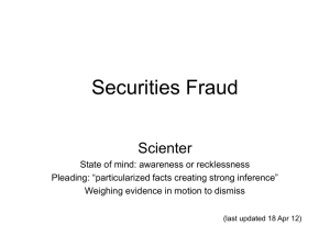 Securities Fraud Scienter