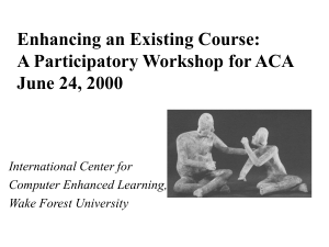 Enhancing an Existing Course: A Participatory Workshop for ACA June 24, 2000