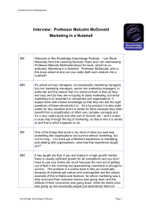 Interview:  Professor Malcolm McDonald Marketing in a Nutshell