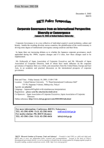 Corporate Governance from an International Perspective: Diversity or Convergence  Press Release 2002-E04