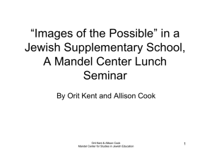 “Images of the Possible” in a Jewish Supplementary School, Seminar