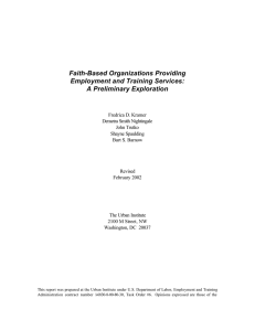 Faith-Based Organizations Providing Employment and Training Services: A Preliminary Exploration