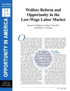 O Welfare Reform and Opportunity in the Low-Wage Labor Market