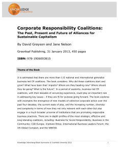 Corporate Responsibility Coalitions: The Past, Present and Future of Alliances for