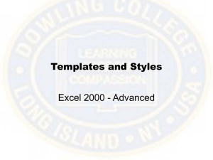 Templates and Styles Excel 2000 - Advanced