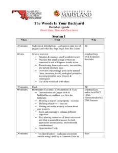 The Woods In Your Backyard Session 1 Workshop Agenda