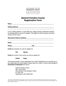 General Forestry Course Registration Form
