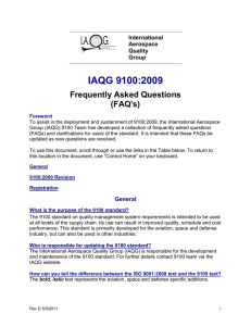 IAQG 9100:2009 Frequently Asked Questions (FAQ's)