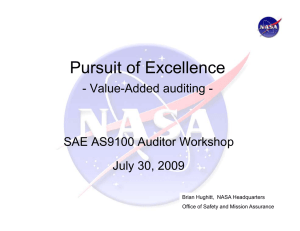 Pursuit of Excellence - Value-Added auditing - SAE AS9100 Auditor Workshop