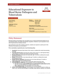 Educational Exposure to Blood Borne Pathogens and Tuberculosis