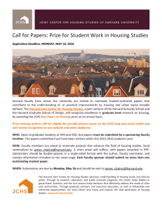 Call for Papers: Prize for Student Work in Housing Studies