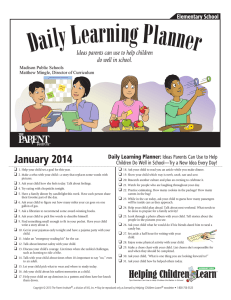 January 2014 Daily Learning Planner: Ideas Parents Can Use to Help