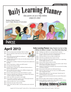 April 2013 Daily Learning Planner: Ideas Parents Can Use to Help
