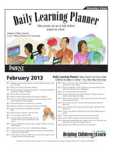 February 2013 Daily Learning Planner: Ideas Parents Can Use to Help