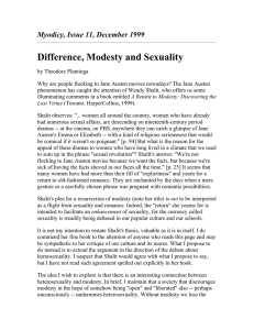 Difference, Modesty and Sexuality Myodicy, Issue 11, December 1999