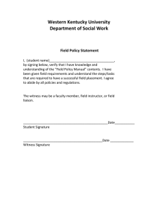 Western Kentucky University Department of Social Work  Field Policy Statement