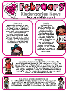 Kindergarten News February 1-February 11 Literacy